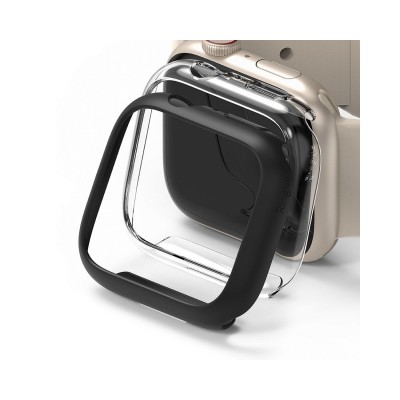Set 2 X Husa Ringke Slim Compatibila Cu Apple Watch 7 ( 41mm ) , 1 X Negru, 1 X Transparenta